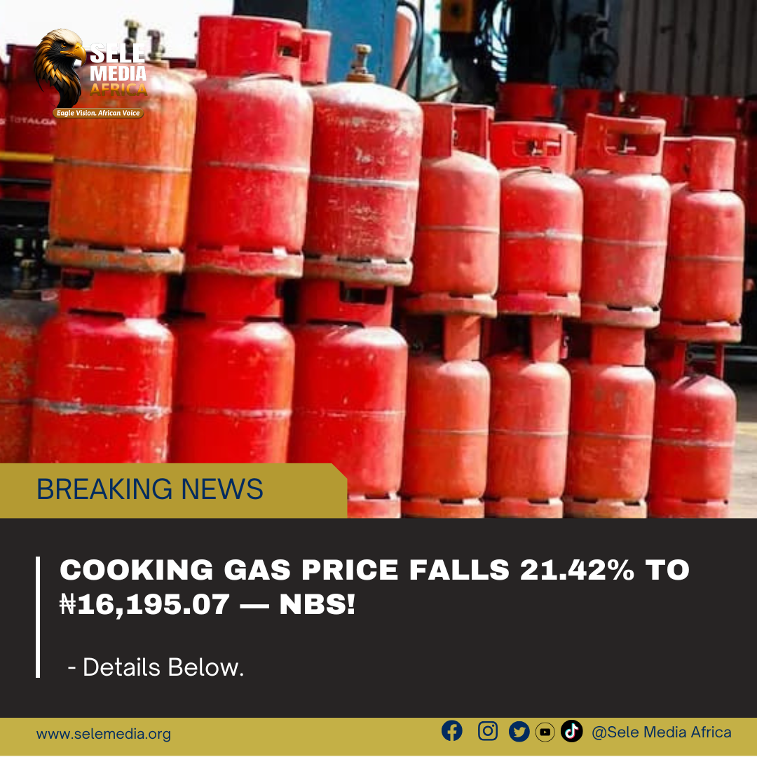 Cooking Gas Price Falls 21.42% to ₦16,195.07 — NBS!